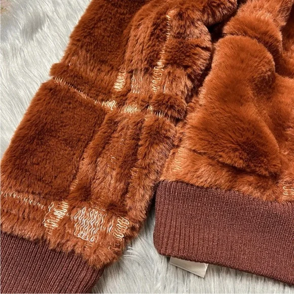 Anthropologie Plaid Teddy Fuzzy Bomber Jacket Size XS - Picture 12 of 14